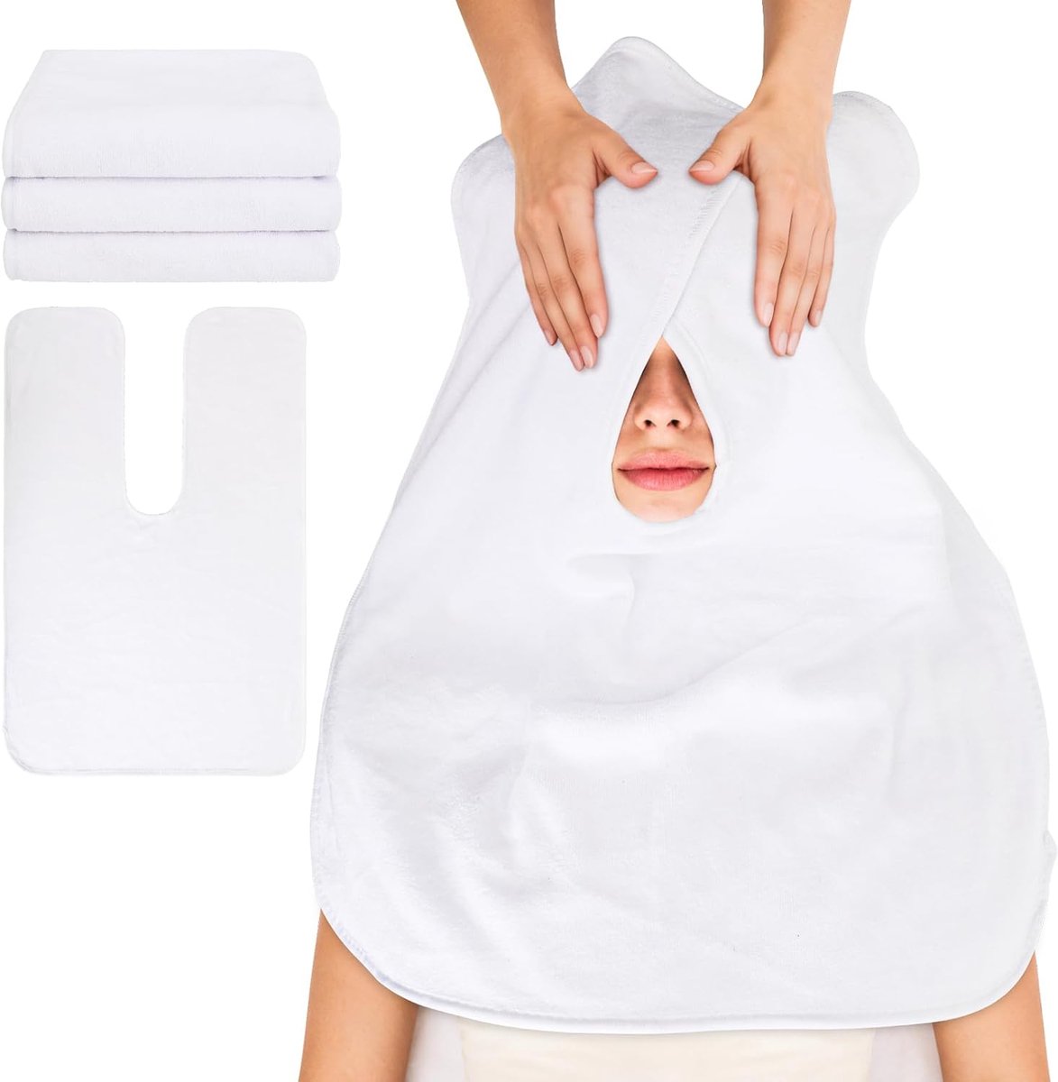 SnelShoppen - 3-pack Microvezel Gezichtshanddoeken voor Schoonheidsspecialisten - Zachte U-vormige Washandjes voor Huidverzorging en Spa's - Premium A