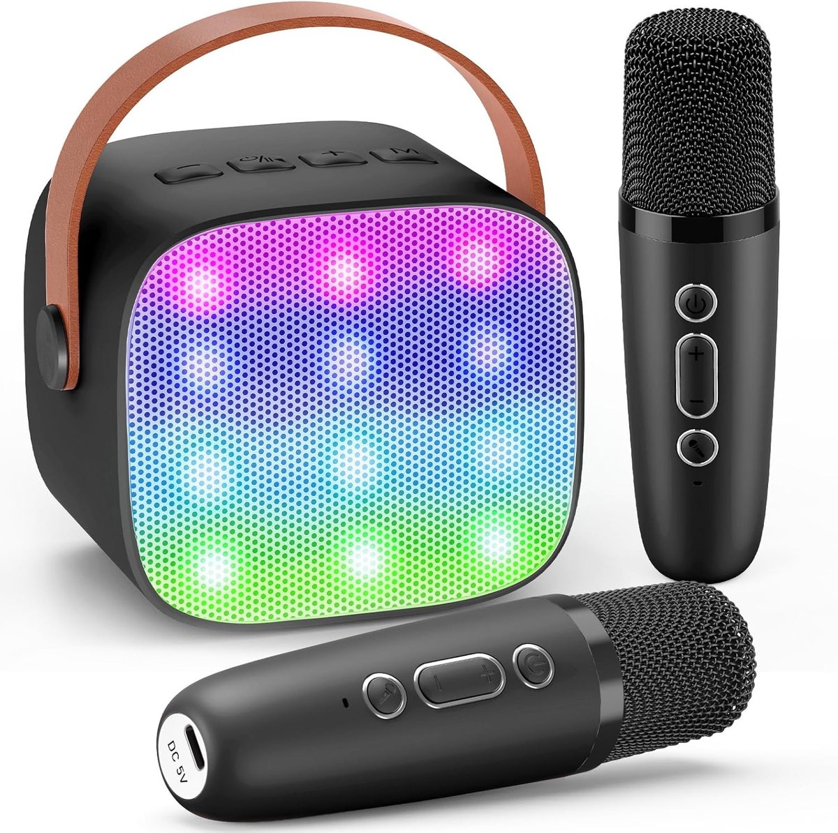 SnelShoppen - Karaoke Microfoon Set voor Kinderen 3-12 Jaar, Draadloze Bluetooth Microfoon met LED Lichten, Perfect voor Feesten en Zingen, Inclusief