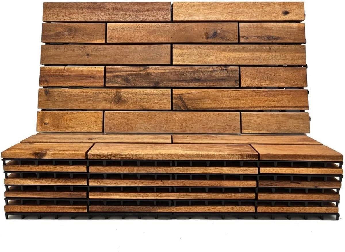 SnelShoppen - Acacia Houten Decking Tegels - 6 Stuks - 1.1 m² - Bruin - Gemakkelijke Klikmontage - Balkon, Tuin, Terras, Feestgebruik