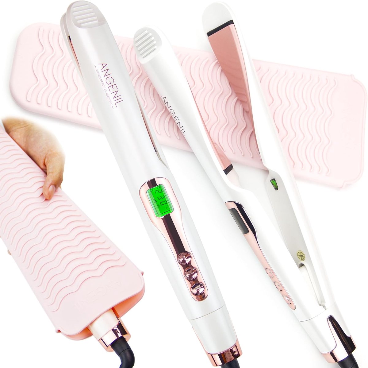 SnelShoppen - ANGENIL Pro Twist Stijltang en Krultang 2-in-1 - Keramische Haarstyler met Instelbare Temperatuur van 130 tot 230 °C - Met Hittebestendi