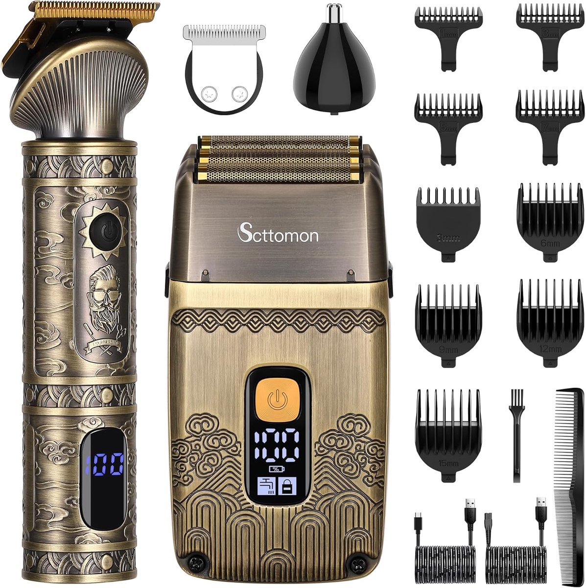 SnelShoppen - T-Blade Haartrimmers Elektrische Scheerapparaten voor Mannen - Waterdichte Foil Shaver en Baardtrimmer Grooming Kit met Drievoudige Blad
