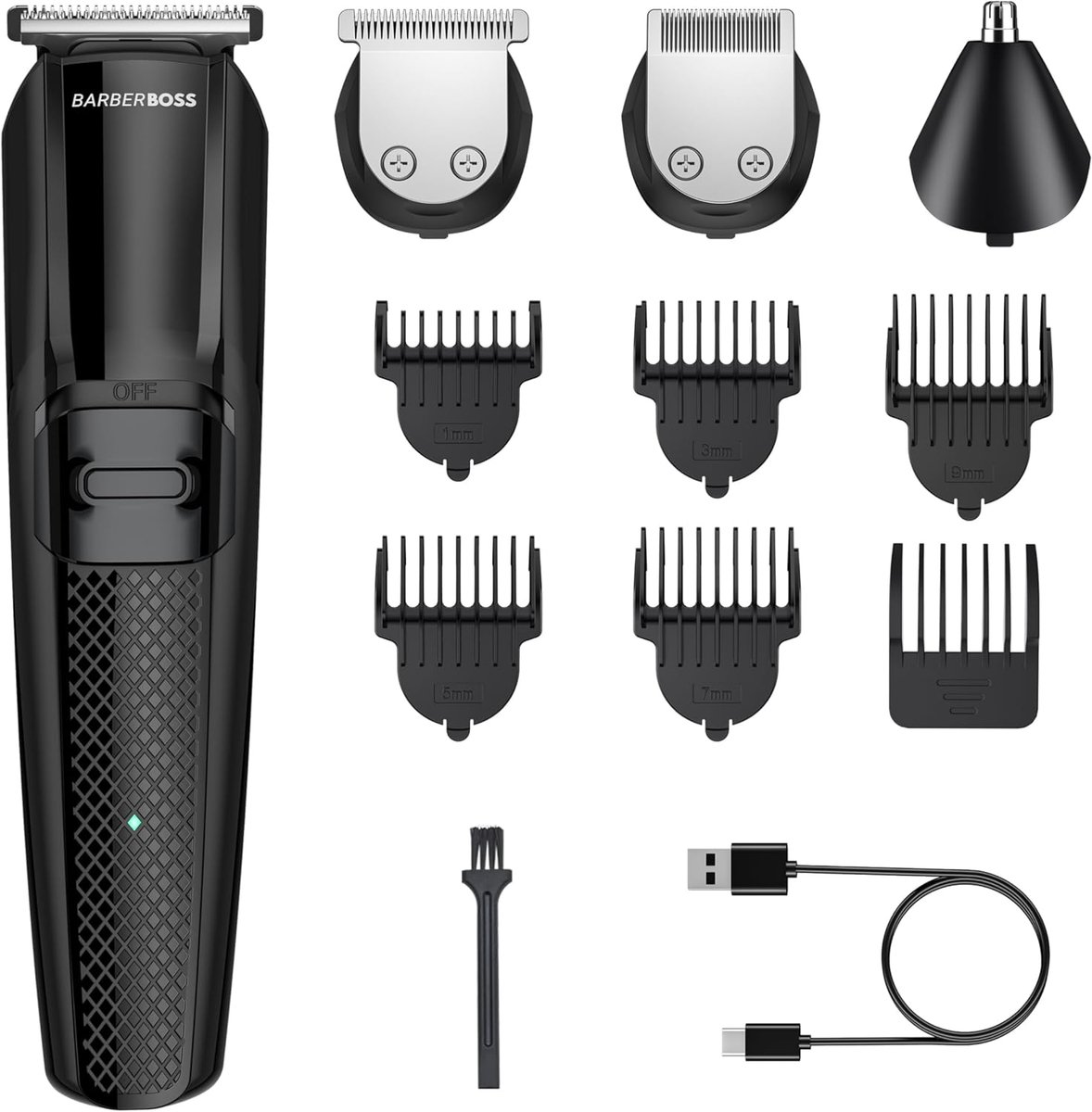 SnelShoppen - Baardtrimmer voor Heren, Draadloze Tondeuse met 5 Opzetkammen, Precisie-Snit en Verzorgingsset voor Glad Haar en Baard, Ideaal voor Thui