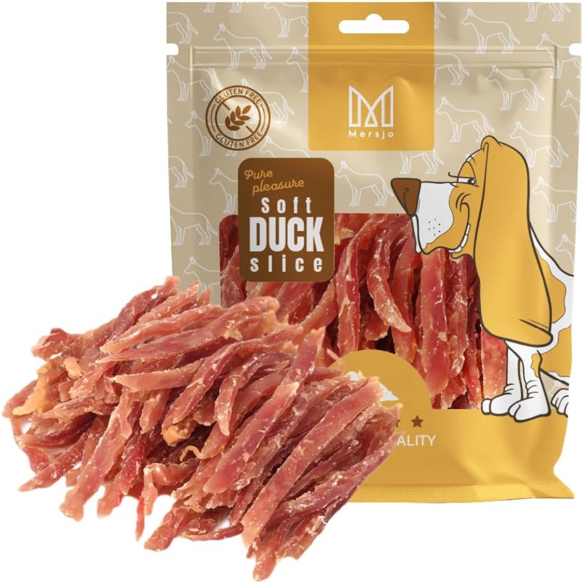 SnelShoppen - Hondensnack Eendenreepjes 500g - 92% Vleesgehalte, Graan- en Suikervrij, Natuurlijke Kauwplezier, Gezonde Hondentraktatie voor Verwenmom