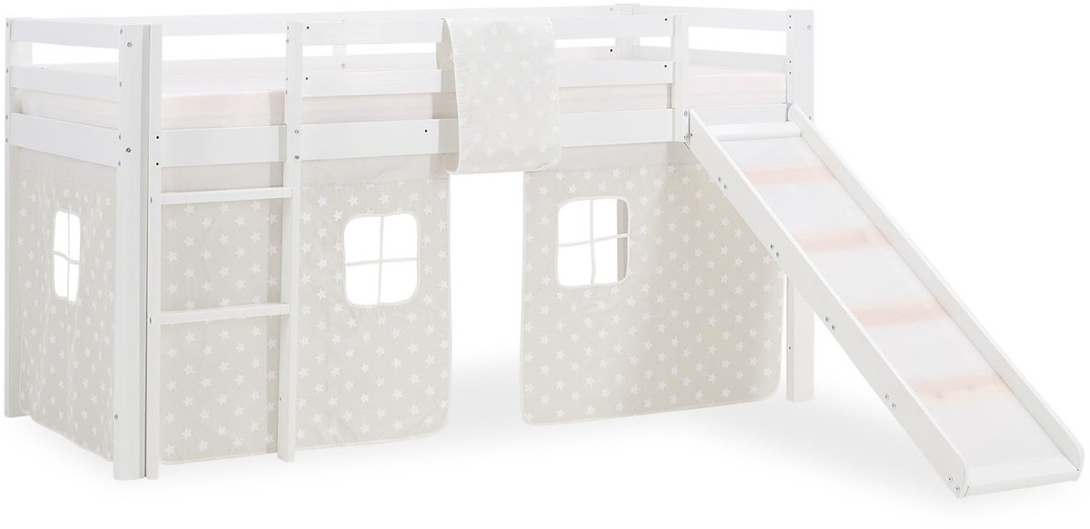 Homestyle4u Hoogslaper - 90x200 cm - met lattenbodem Wit