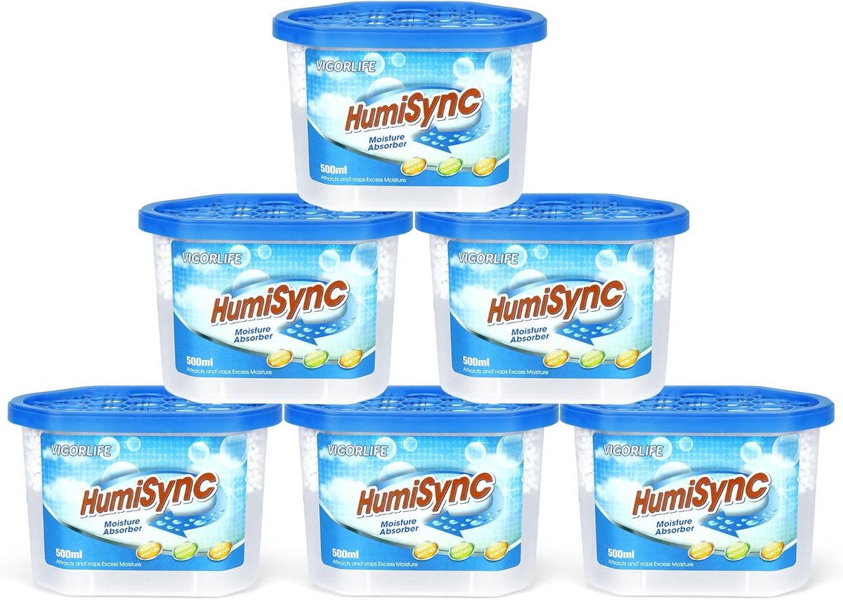 SnelShoppen - Luchtontvochtigers 500 ml - Vochtabsorberende Dozen Pak van 6 - Geurvrij - Perfect voor Badkamer, Keuken, Kast - Blauw - Ideaal voor Hog