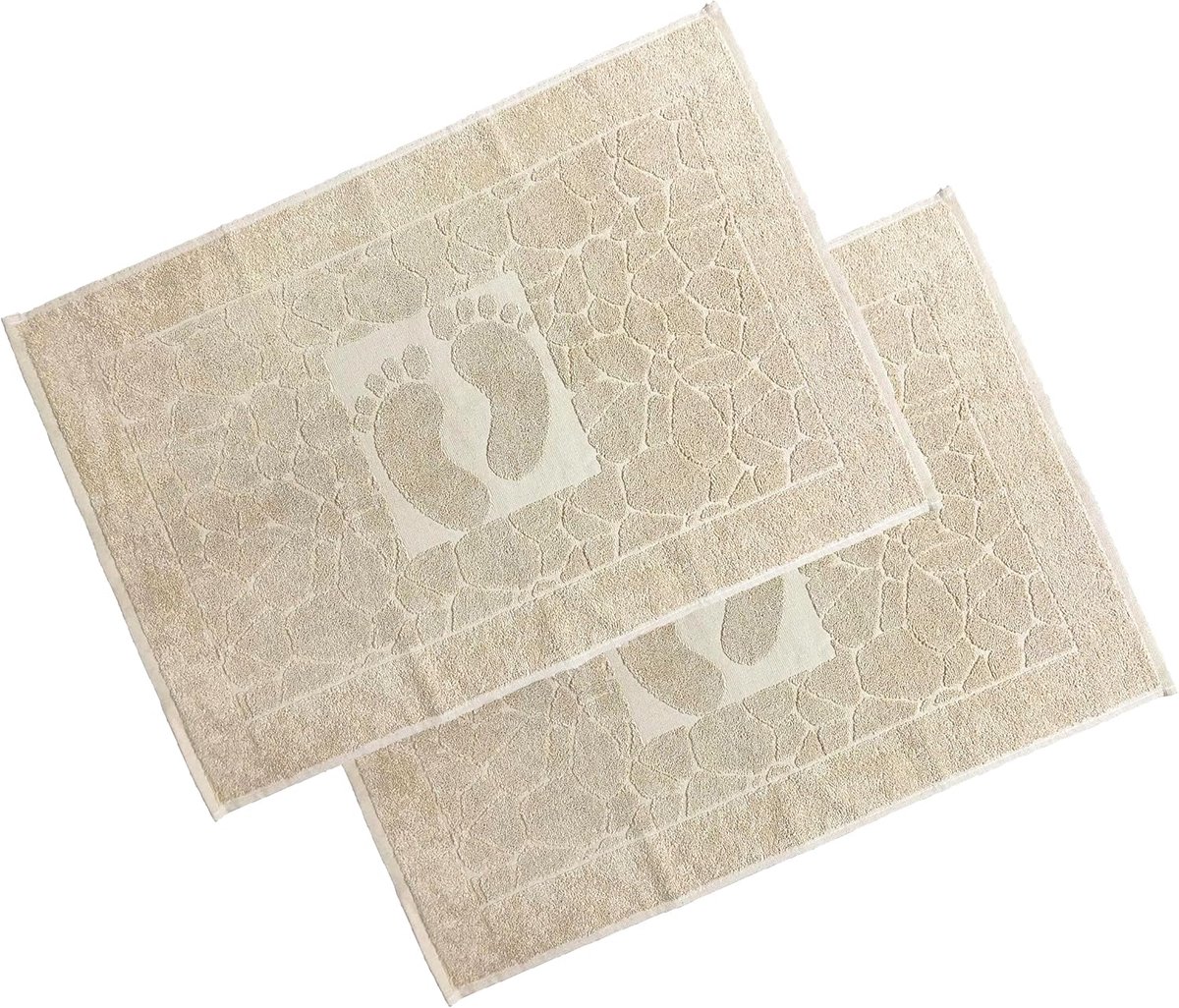SnelShoppen - Badmatset 2-delig, Wasbare Badstof Douchemat, Absorberend en Sneldrogend, 600 g/m², 100% Katoen, 50 x 70 cm, Zandbeige, Perfect voor Bad