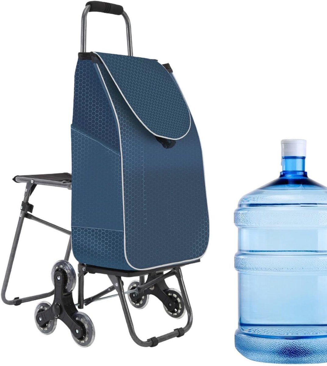 SnelShoppen - Trappenklimmende Boodschappenwagen Driewielige Trolley met Waterdichte Tas - Draagbare Rollende Boodschappenkar voor Senioren - Ideaal v