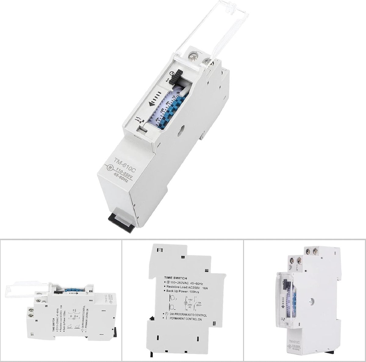 SnelShoppen - DIN Rail Tijdschakelaar TM610C 220V - Slimme Timer voor Straatverlichting, Industrie, Eenvoudige Railmontage, 15 Min. Instelbaar, Energi