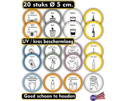 Jerma - Recycling - Stickers - 20 st - Ø 5 cm - Afval scheiden - Weerbestendig - Vinyl - Zelfklevend