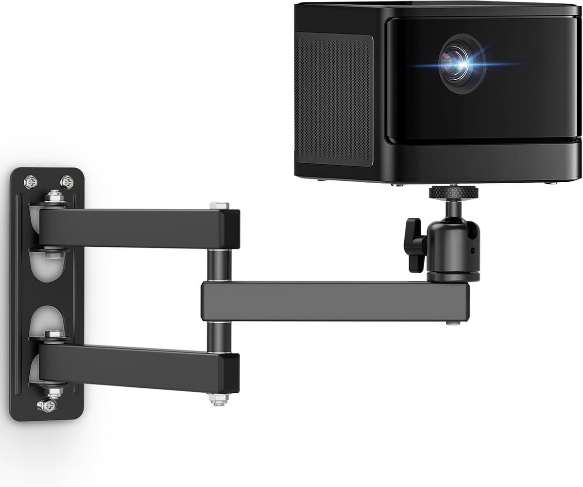 SnelShoppen - Projector Wandbeugel, Verstelbaar, 360° Rotatable, Opvouwbare Hangende Projector Plafondhouder met 1/4 Inch Schroeven voor Thuisbioscoop