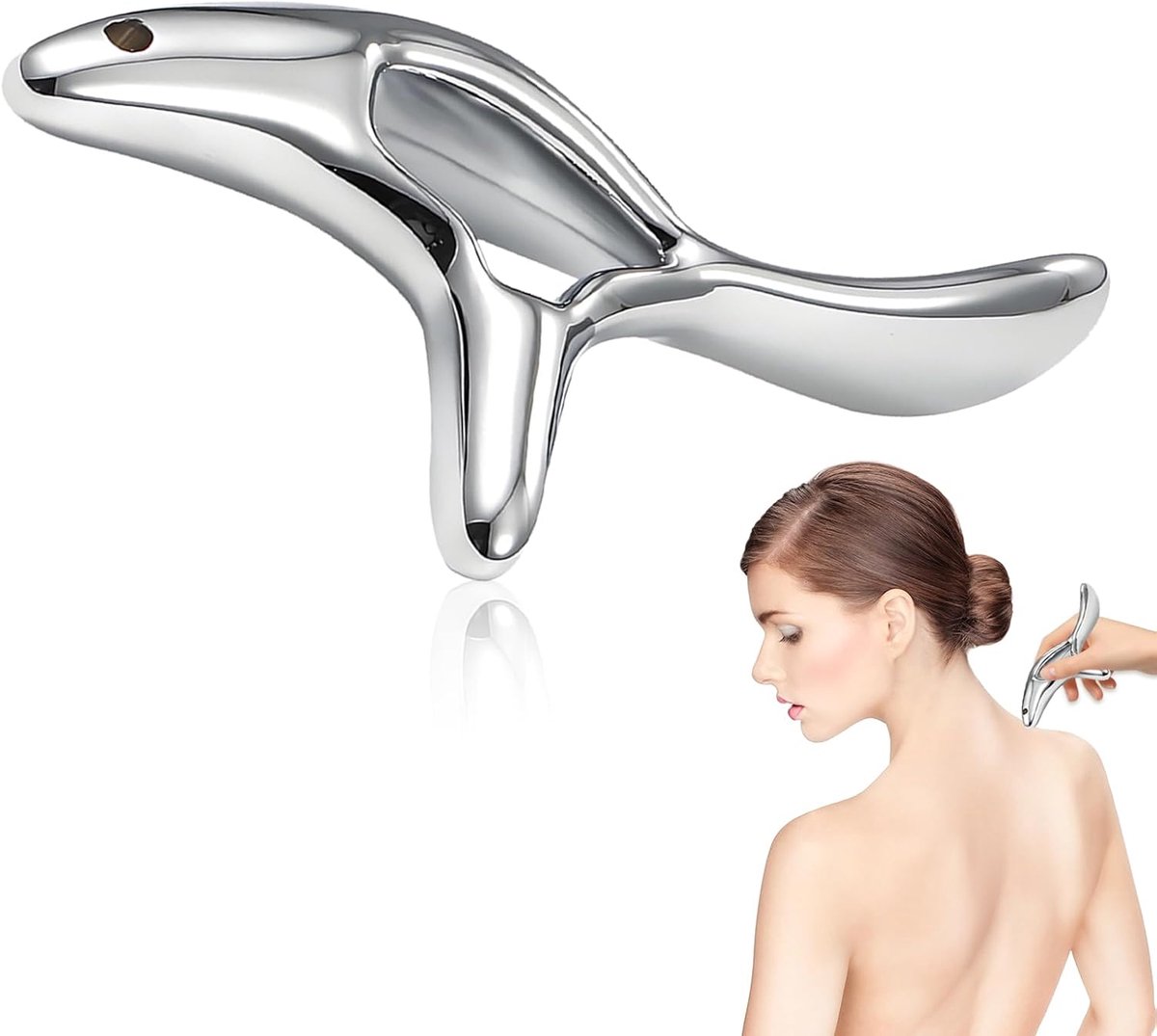 SnelShoppen - Triggerpoint Massageapparaat Gua Sha Steen - Zinklegering, Ergonomische Handgreep, Mini Massage voor Gezicht, Nek, Rug - Diepteweefselon
