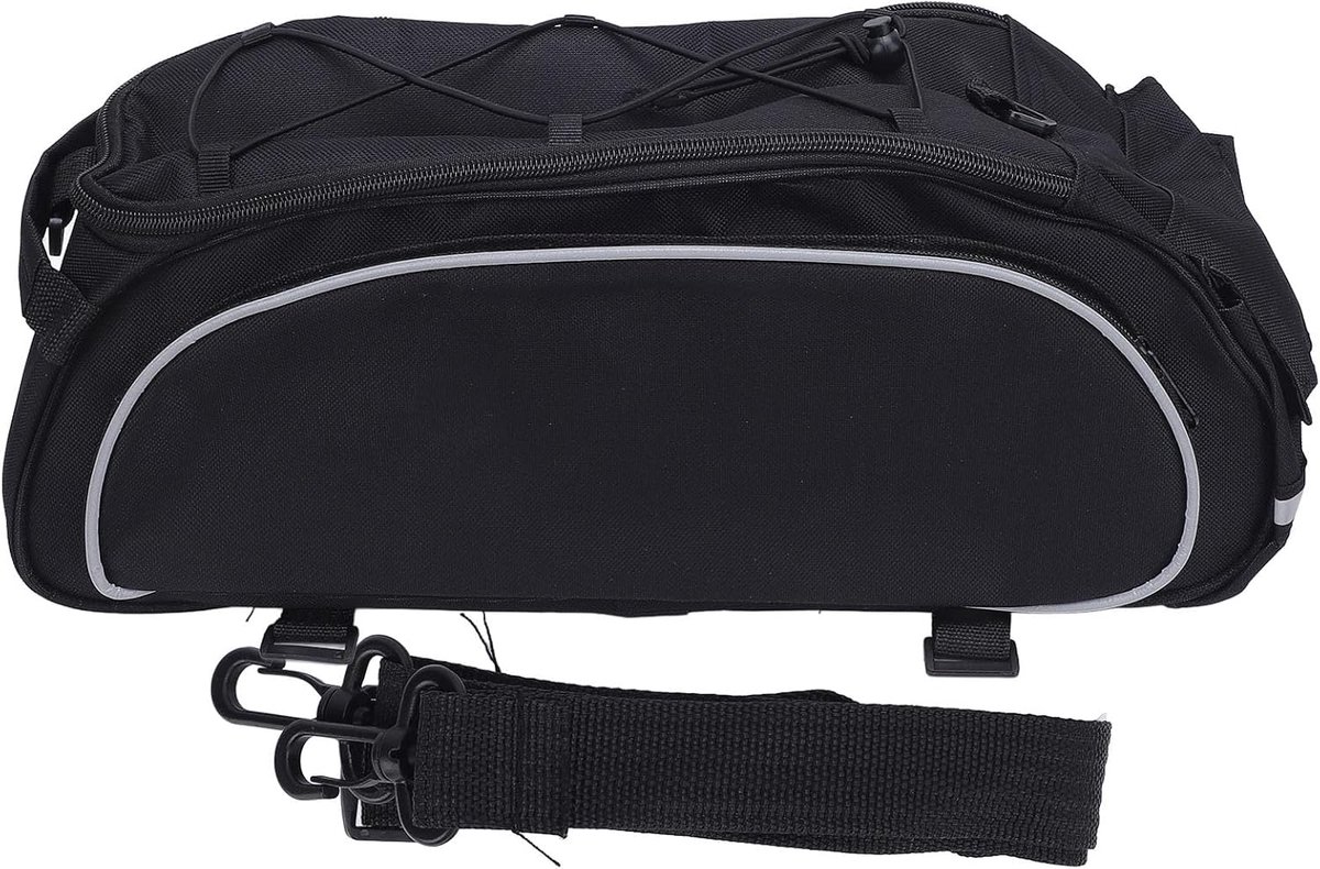 Fietsendrager tas - zwart - 600d polyester - waterafstotend - bagagedragertas - fietstas - mountainbike - reflecterend - schoudertas - fietsaccessoires