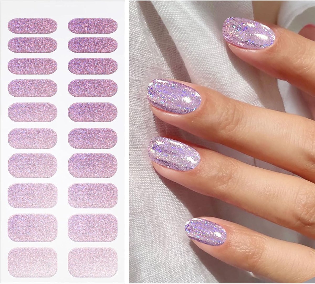 SnelShoppen - Lichtpaarse Glitter Nagelfolie UV Gel Nail Art Sticker - Zelfklevende Nagelsticker Decoratie voor Feest en Dagelijks Gebruik - Perfecte
