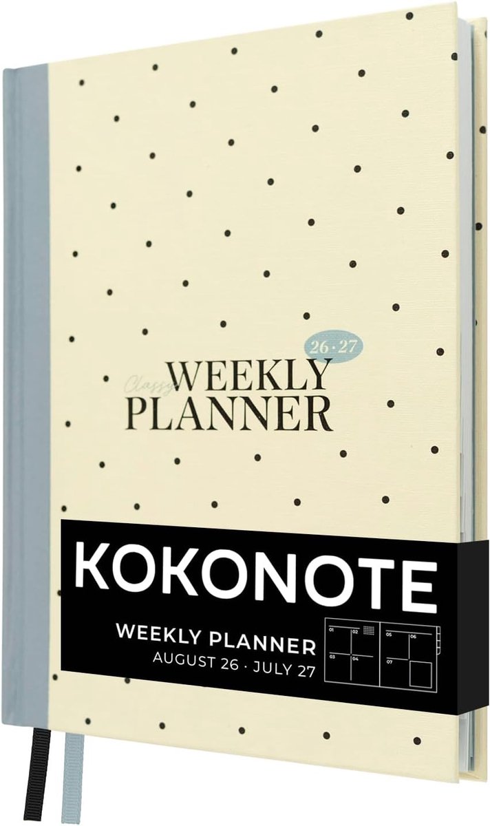 SnelShoppen - A5 Academische Agenda 2026-2027 Weekoverzicht - Cloud Dots | Back to School Planner 2026-2027, Mid Year Agenda, Aesthetic Stationery, Or