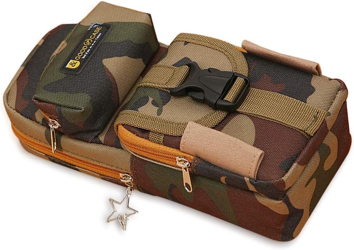 Thijox - Grote Pennenzak Draagbare Waterdichte Creatieve Opbergtas voor Studenten - Camouflage - Meerdere Zakken - Ruimte voor 40 Potloden - Perfect v
