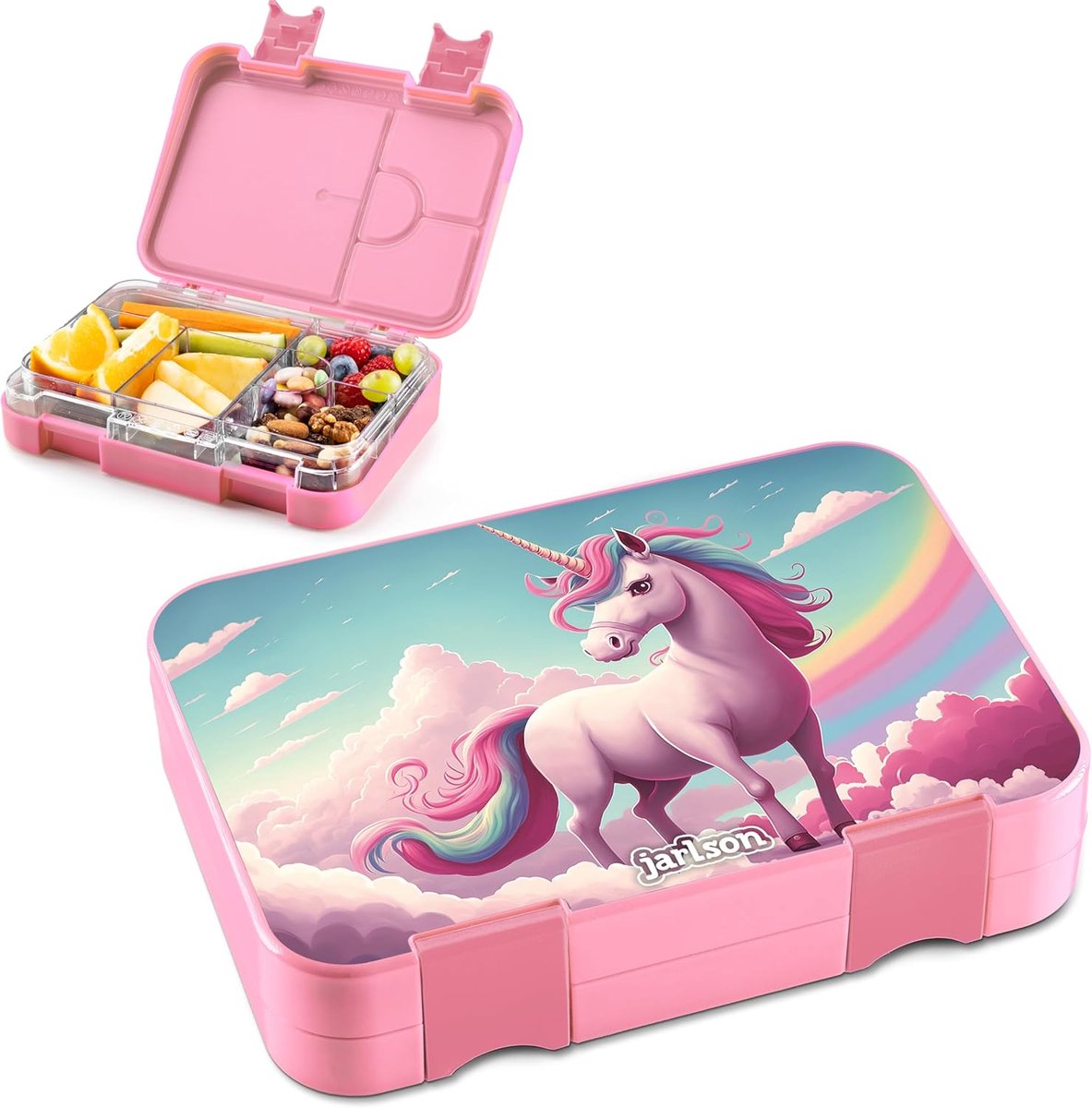 Thijox - Toni Broodtrommel voor Kinderen - 6 Vakken, Lunchbox, Bento Box, Lekvrij, Snackbox voor Kleuterschool en School, BPA-vrij, Eenhoorn Design