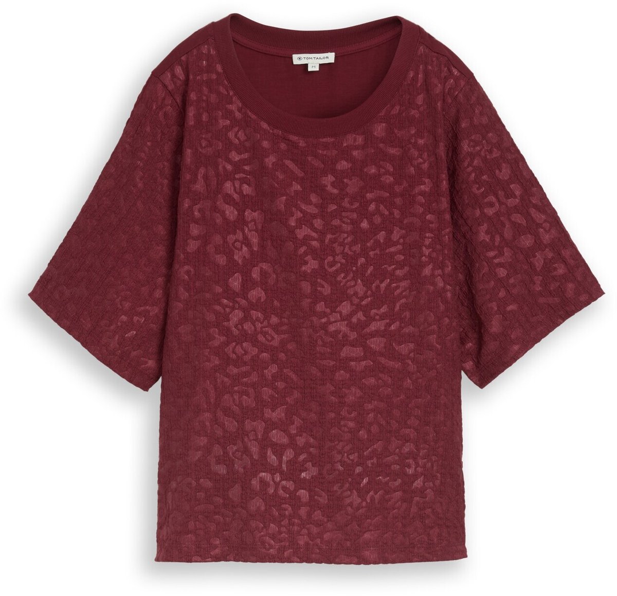 Tom Tailor - T-shirt met boxy pasvorm en luipaardprint - Maat M - Preppy Plum