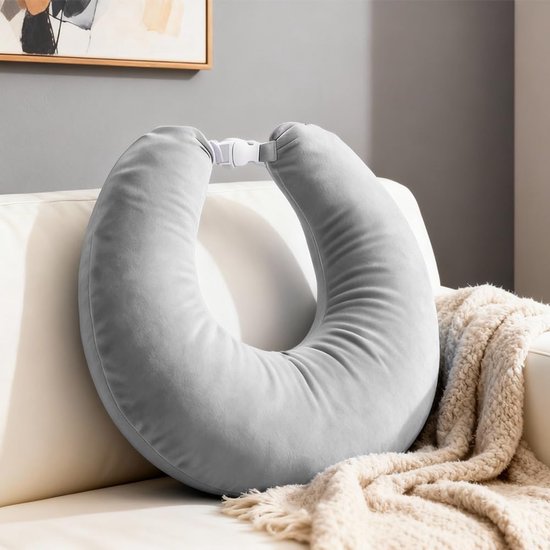 SnelShoppen - Gaming Kussen Grijs - Ergonomisch Haakkussen voor Gamer, Zacht Kussen, Comfortabel, Geschikt voor Langdurig Gebruik, Perfect voor Gaming van snelshoppen — afbeelding 4