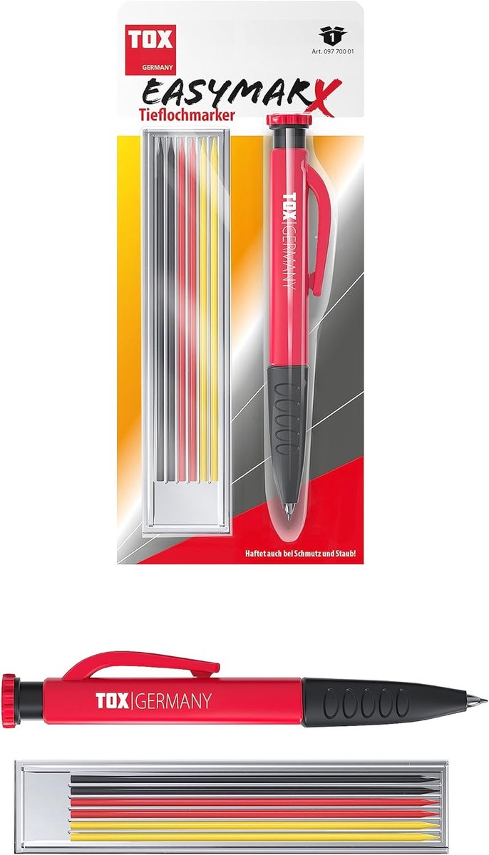 TOX easyMarx 0970001 Marx markeerstift in rood/zwart met 6 navullingen 2,8 x 120 mm in verschillende kleuren voor - ShopVlot