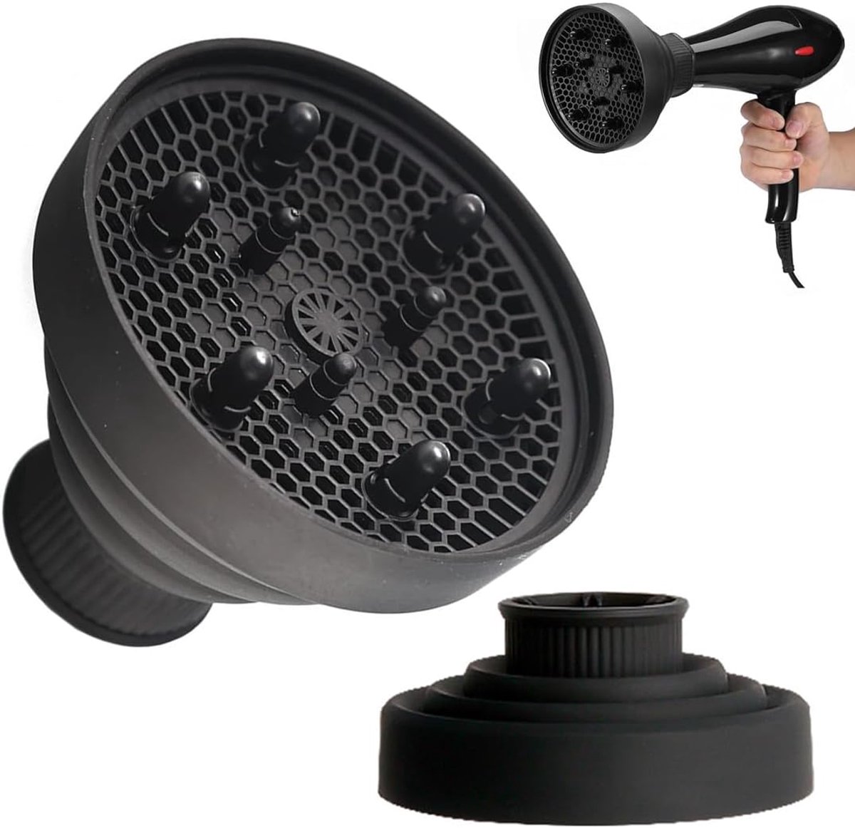 SnelShoppen - Universele Haardiffuser - Opvouwbare Gesp voor Haardroger - Haarkrullen en Styling - Geschikt voor Alle Haardrogers - Haarbescherming te