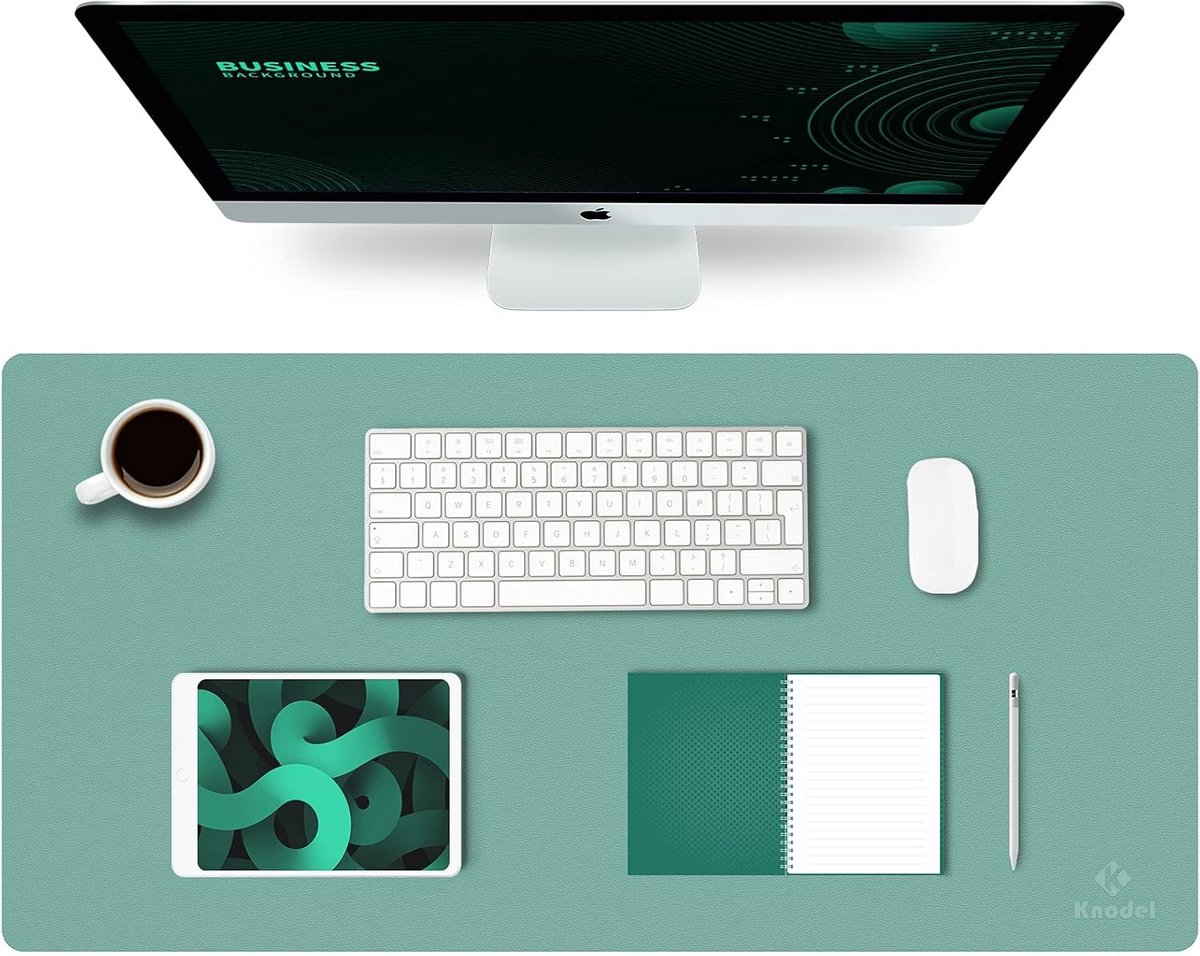 SnelShoppen - K KNODEL Large Desk Mat - Bureau Mat, Muismat, Beschermende Schrijfmateriaal, 40x80 cm, Groen, Duurzaam PVC Leer, Moderne Bureau Accesso