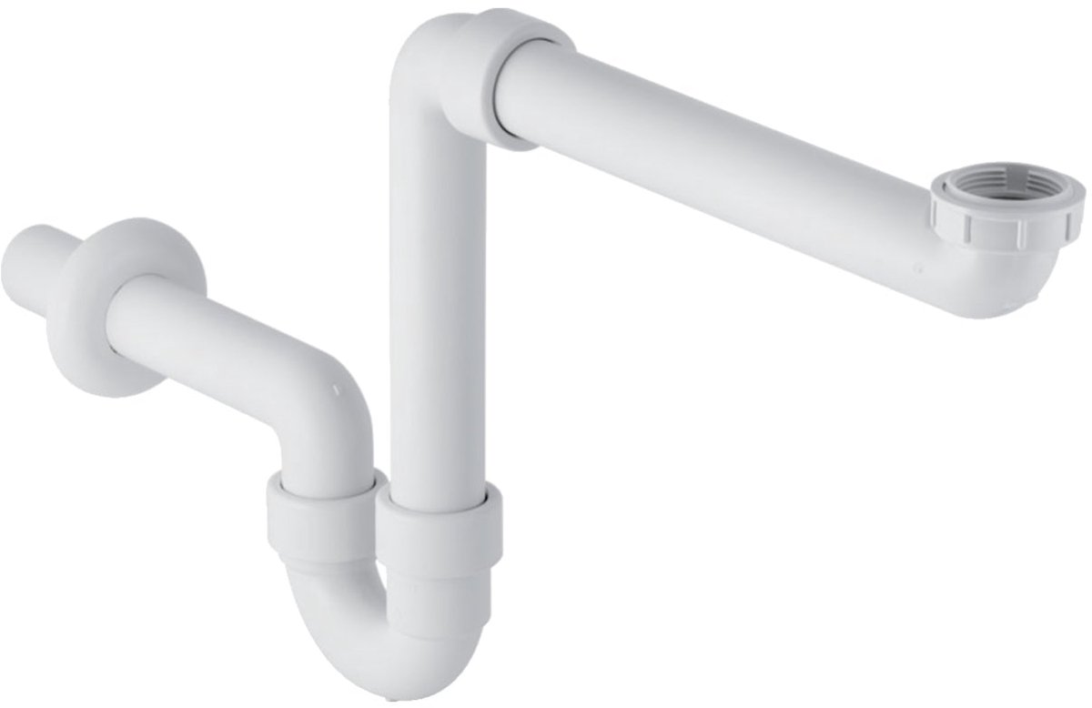 Geberit Buissifon, voor wastafel, Plaatsbesparend, afvoer horizontaal, 5/4" x 6/4", D 40 mm – Kunststof, wit