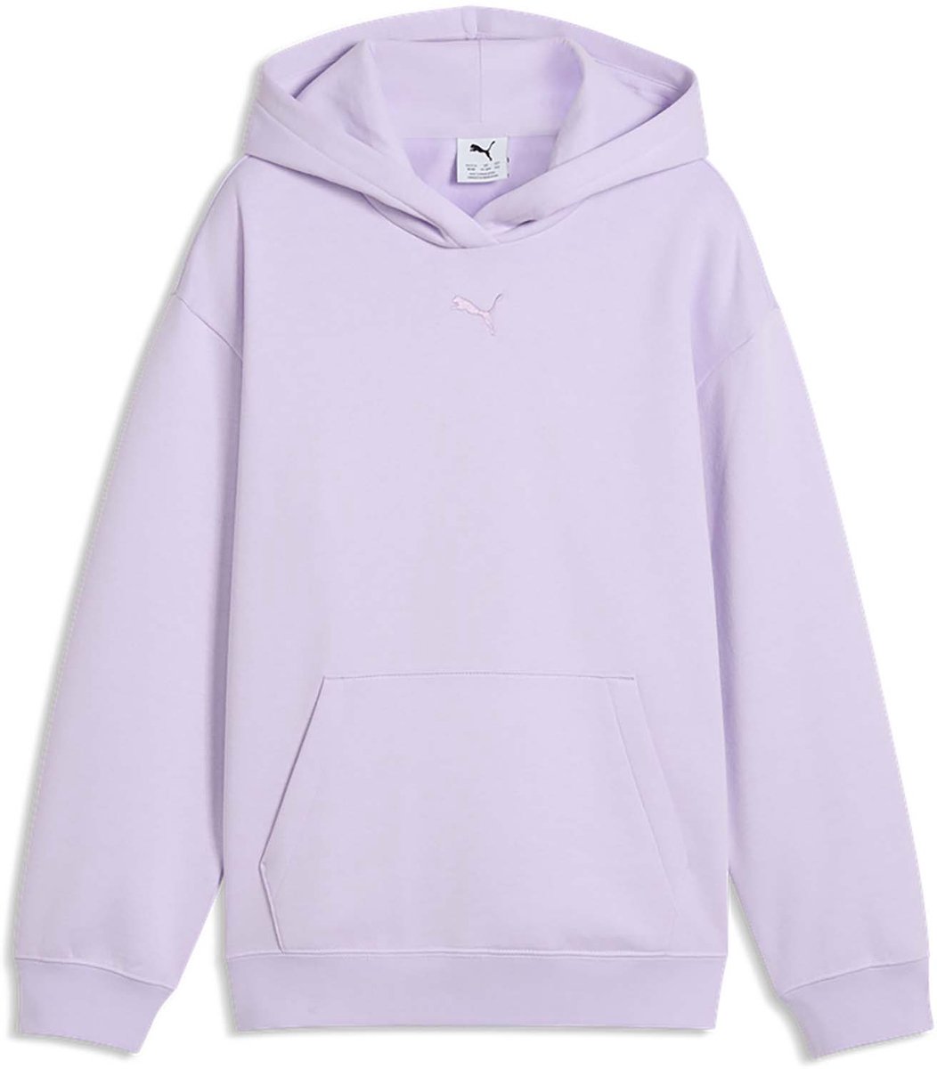 Puma Ess Centered Cat Logo Relaxed Hoodie Fl G Sweater Fashion Wear Kinderen Paars