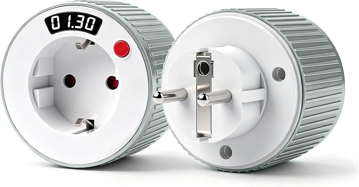 SnelShoppen - Stopcontact met Timer - Digitale Tijdschakelaar 1min-24u, LED-Display, Mechanische Uitschakeltimer 16A/3680W, Energiebesparend voor Keuk