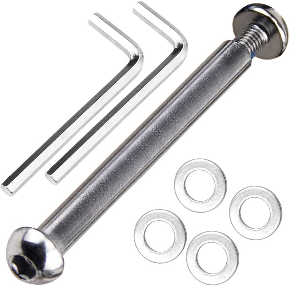 SnelShoppen - Voor- en Achterasbout M8 8 mm x 28 mm - 86 mm van 8,8 Koolstofstaal voor Freestyle-Scooter - Capaciteit 800 kg - Inclusief Sleutels en P