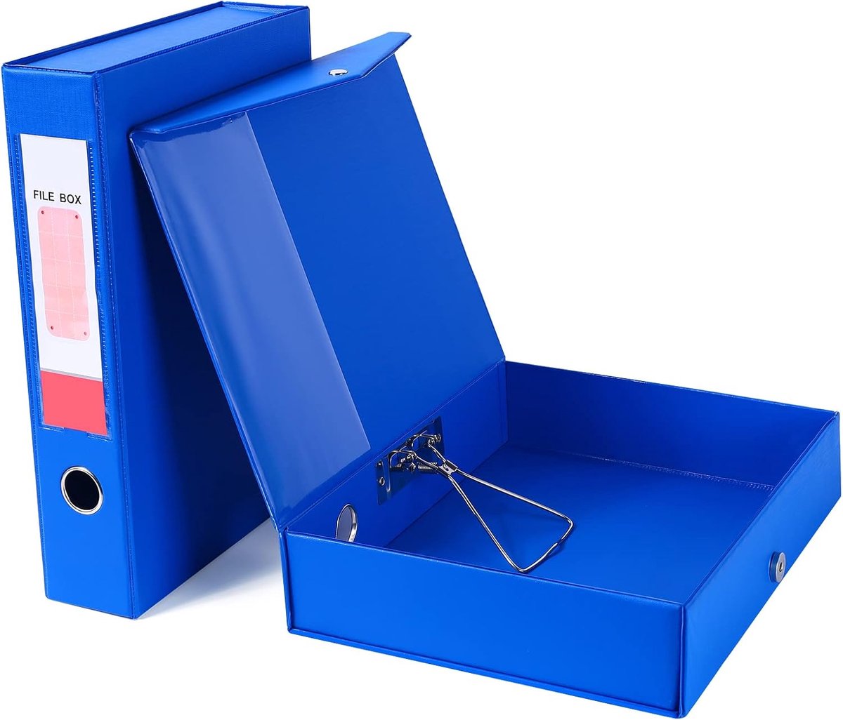 SnelShoppen - Blauwe Dossierdoos A4, 68 mm Ruggengraat, 2 Stuks, Kunststof Archiefdoos, Lockspring Boxmap, A4 Bestandsorganizer voor School en Kantoor