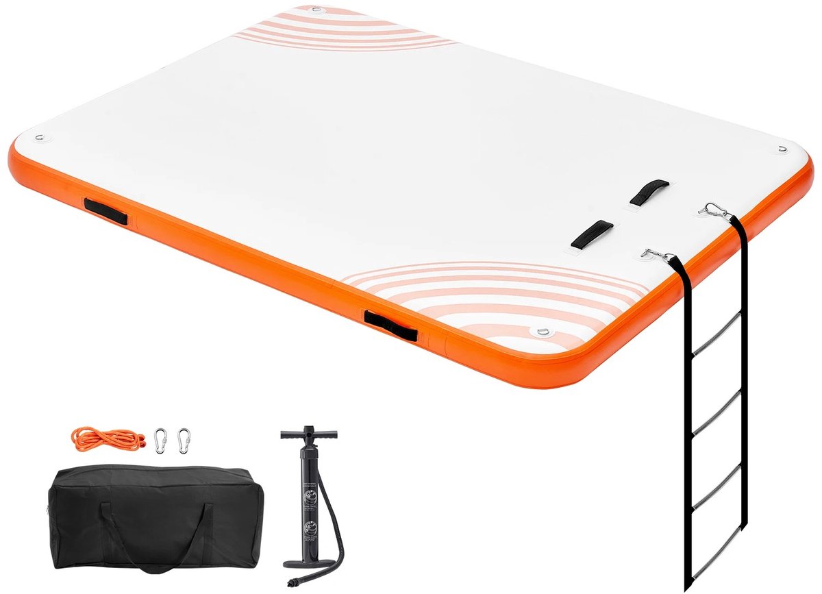 NordHaus Opblaasbaar Zwemplatform - Drijvend Platform - Watermat - Antislip PVC-oppervlak met Afneembare Ladder - 243 x 152 cm