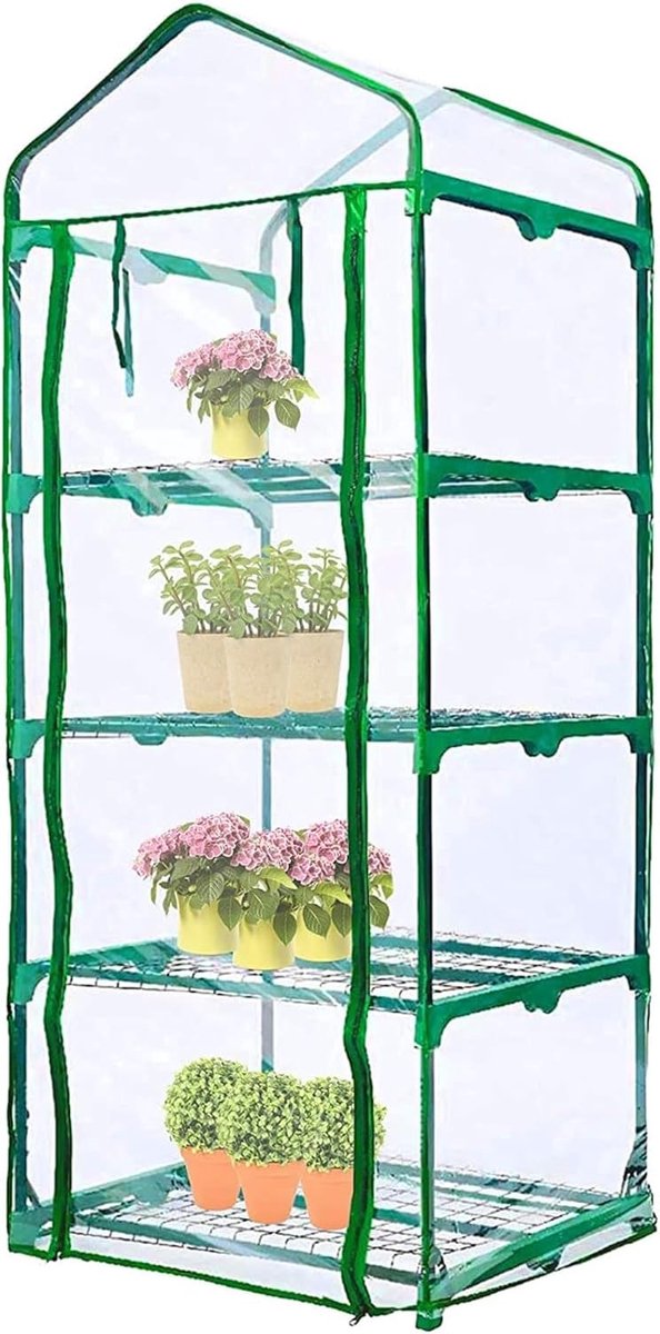 SnelShoppen - Vervangende hoes voor broeikas 4 niveaus 160x70x50 cm Doorzichtig PVC Plantenkweekhuis met Ritsdeur voor Planten Bescherming tegen Vorst