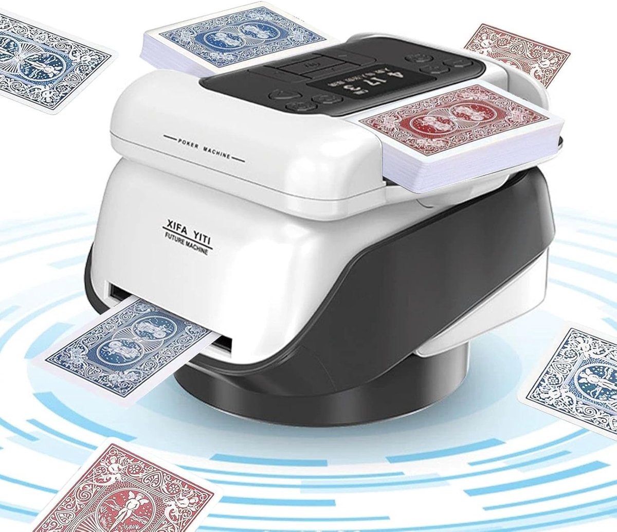 SnelShoppen - 2-in-1 Automatische Kaartschudder en Kaartverdeler met Meerdere Spelmodi, 360° Deal voor Poker, UNO, Texas Hold'em en Meer