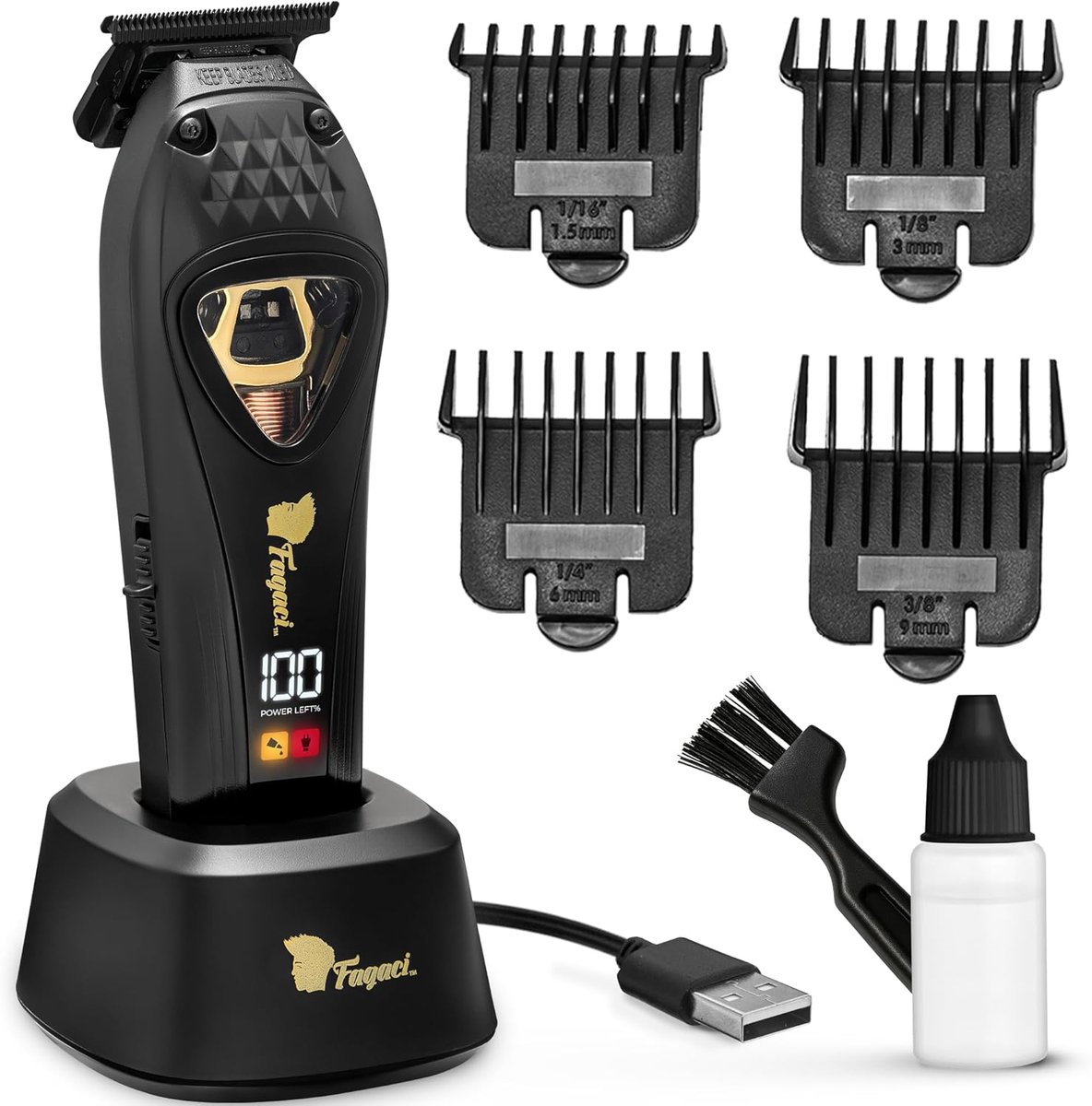 SnelShoppen - Professionele Zero Gapped Trimmer voor Mannen, Draadloze Baardtrimmer met Hoge Torque Vector Motor en DLC-messen, Ideaal voor Kappers en