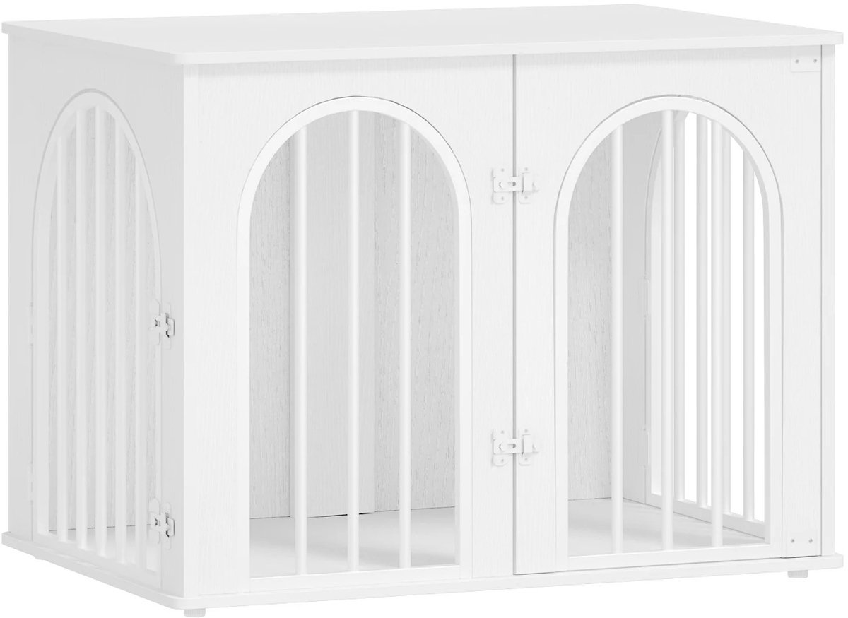 NordHaus Hondenbench - Hondenkooi Meubel - Hondenbox voor Binnen - 3 Deuren met Boogdesign - Wit 80 cm