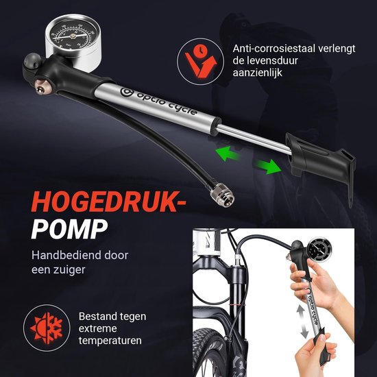 MTB Schokpomp en Vorkpomp voor Fietsen - Hogedrukpomp voor Onderhoud en Optimale Prestaties — afbeelding 4