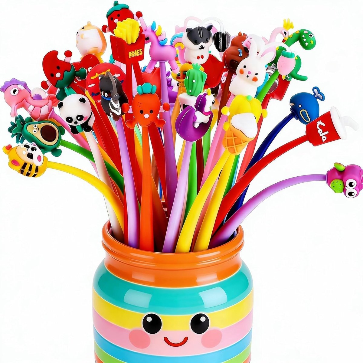 SnelShoppen - 30 Stuks Gelpennen Set voor Kinderen, Grappige Balpennen met Cartoon Ontwerpen, Veelkleurige Schoolpennen, Perfect als Cadeau en Belonin