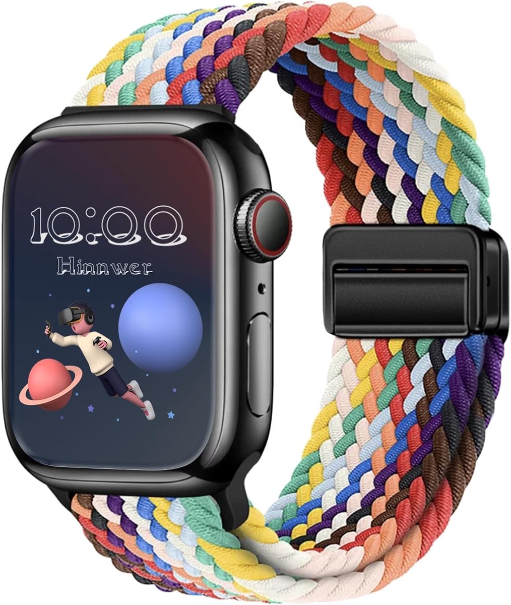 SnelShoppen - Elastische Gevlochten Nylonband Compatibel met Apple Watch 49 mm 46 mm 45 mm 44 mm 42 mm 41 mm 40 mm 38 mm - Ideaal voor Sport, Feest en