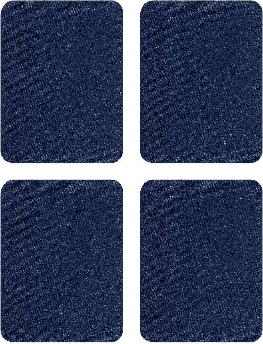 SnelShoppen - 4 Stuks Strijkpatches voor Reparatie - Katoenen Elleboog en Knie Patches - Marineblauw - 125 x 95 mm - Duurzaam en Wasbaar - Perfect voo