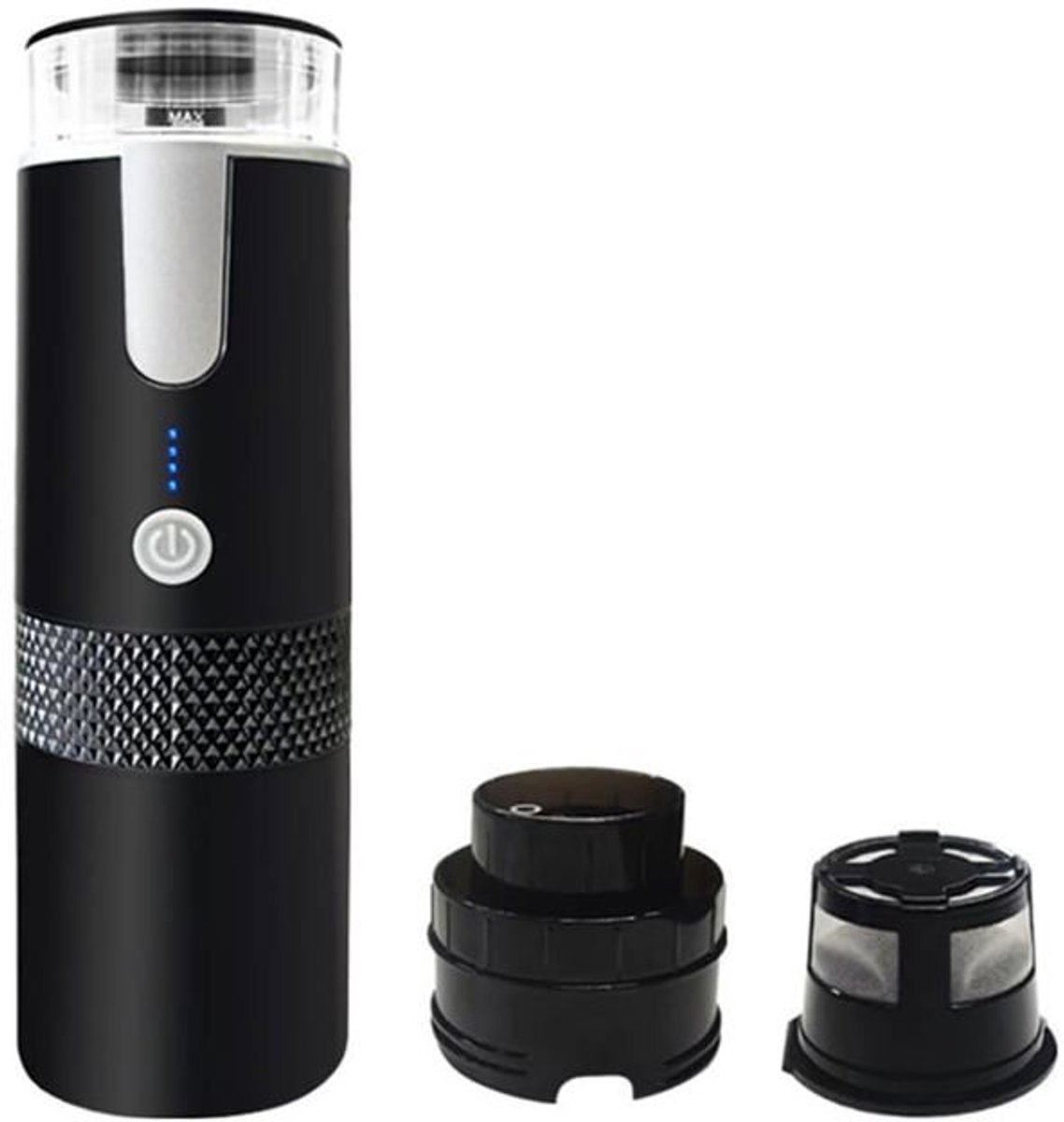 LISM-Draagbaar koffiezetapparaat, waterreservoir van 160 ml, geschikt voor koffiepoeder en capsules, 1200 mAh batterij, ideaal voor op reis.