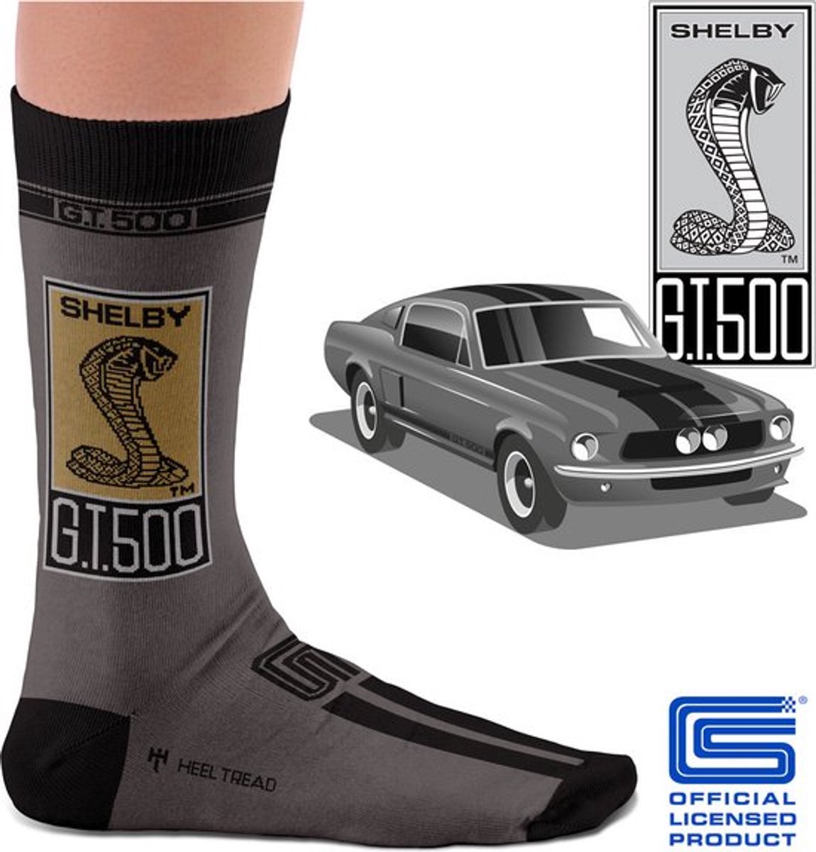 Heel Tread Shelby GT500 sokken - Mustang - Carroll Shelby - grijs - 41-46