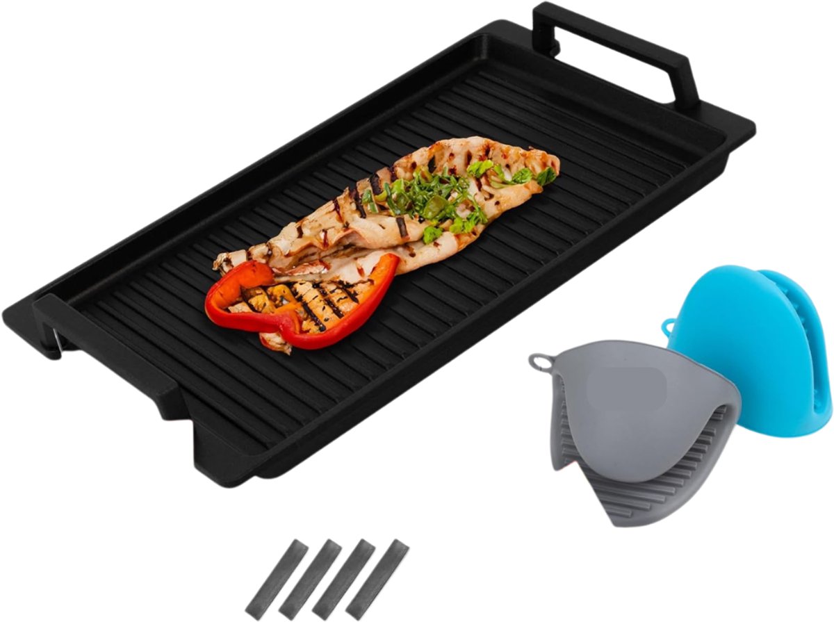 CLGP® Grillplaat Inductie - Bakplaat - Gietijzer - Zwart