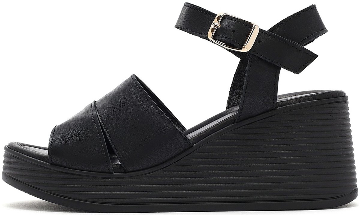 DERIMOD Sandalen Met Sleehak Leren Wedge Sandalen