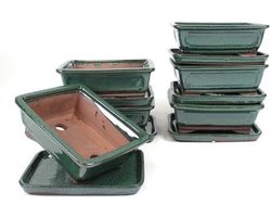 Bonsai Pot - Plantenbak Rechthoekig - Bonsai Kweken - Keramiek Yixing - 20 cm - Groen