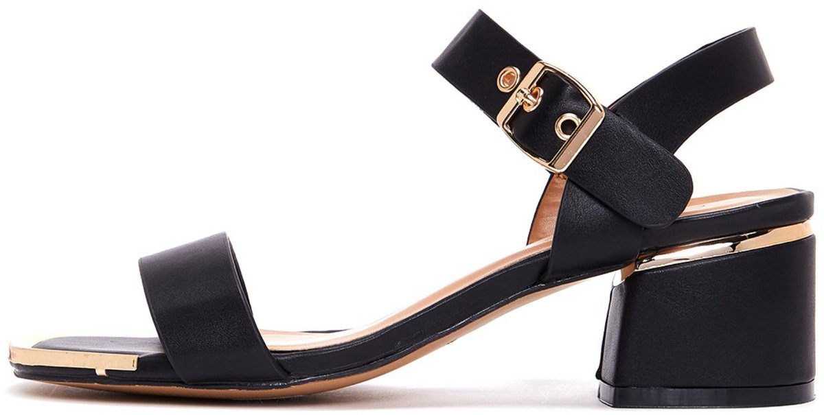 DERIMOD Heeled Sandals Faux Leather Heeled Sandals