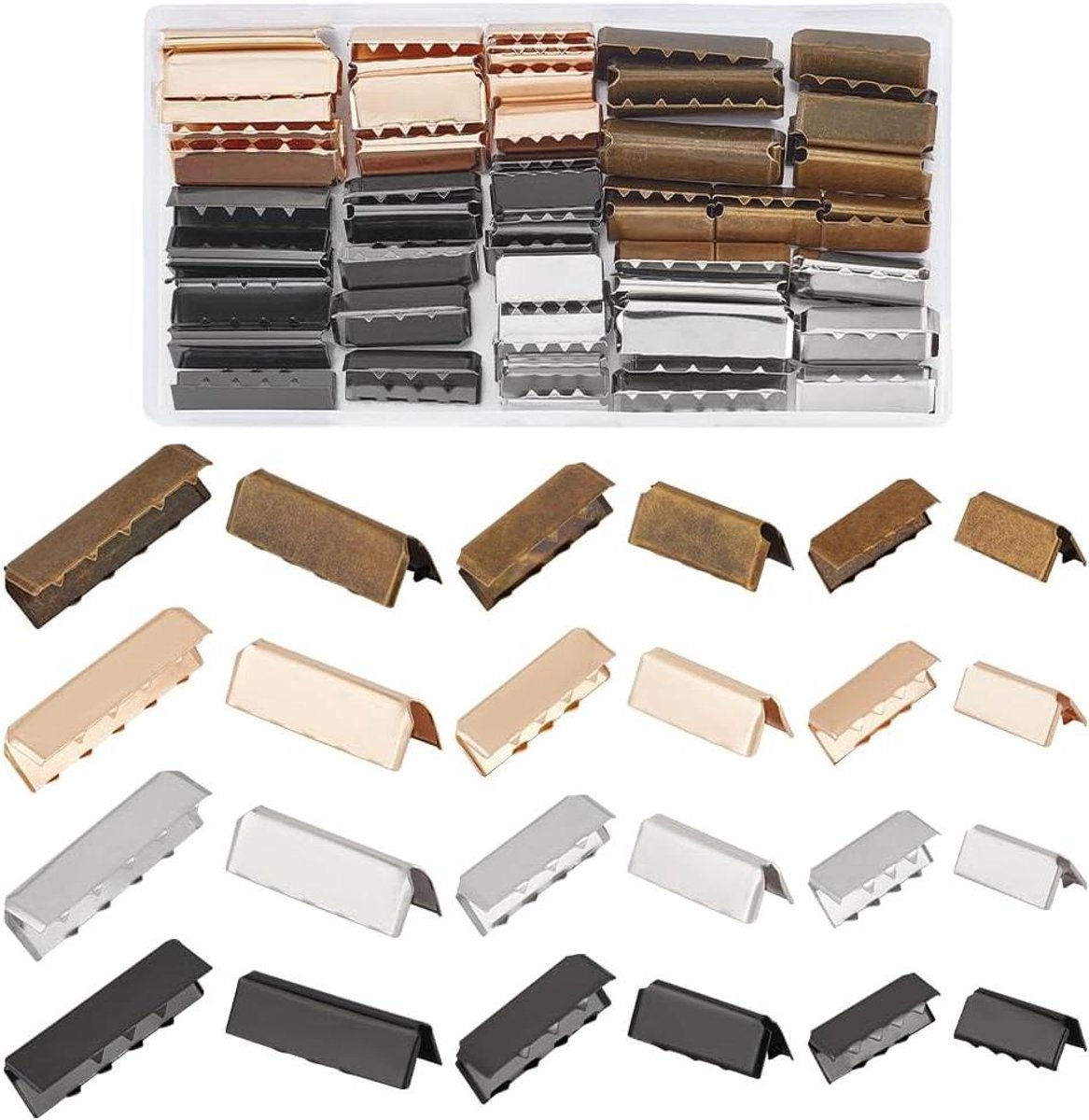 Krimp Tape Eindes - Band Bevestigers - Sieraden Maken - Zinklegering Kwaliteit - 72 Stuks - Brons