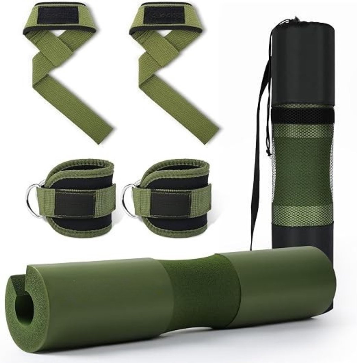 Verte Barbell Pad - Squatkussen voor Halterstang - Hip Thrust-Kussen voor Halterstang - Dik Schuimrubberen Kussen voor Halterstang - Voor Hip Thrusts - Squats en Gewichtheffen - Biedt Ondersteuning voor Heupen - Nek en Schouders - 9 Stuks - Groen