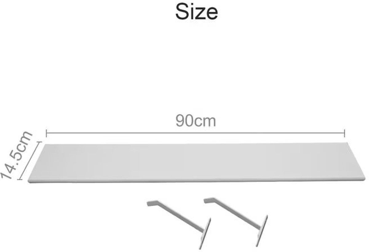 Witte Radiator Plank 90 cm - MDF Houten Plank met Beugels - Vrijstaande Opbergplank voor B