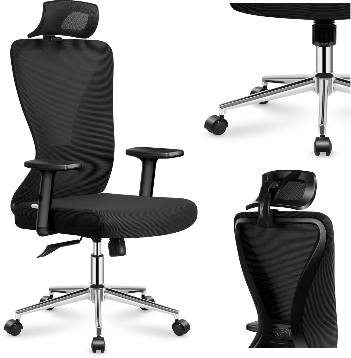Mark Adler Manager 3.5 Bureaustoel – Ergonomisch – Mesh Nylon – Verstelbare Hoofdsteun & Lendensteun – SoftFlex – 2D Armleuningen – Zwart – SGS Gecertificeerd