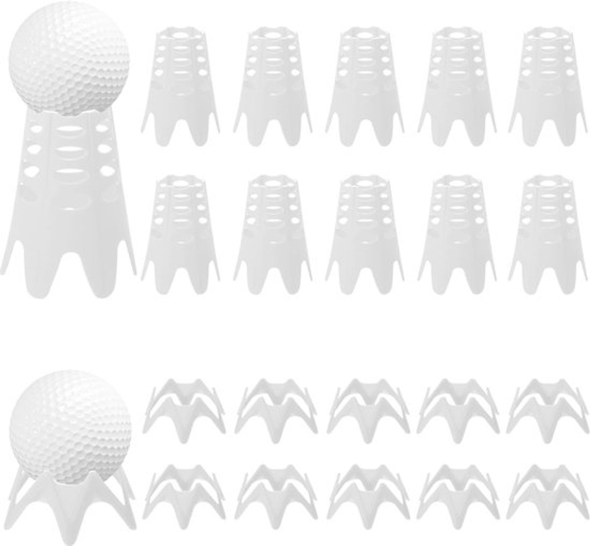 20 stuks golftees, plastic golfsimulator tees, oefengolftees, binnen- en buitengolfmatten, tees, golftrainingsaccessoires voor thuis, buiten, wintergras (10 hoog + 10 kort)